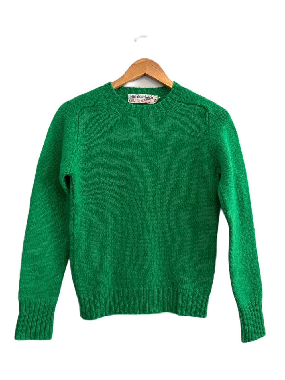 VTG Robert Scott Green Shetland Wool Crewneck Sweater Size 34 (Small)